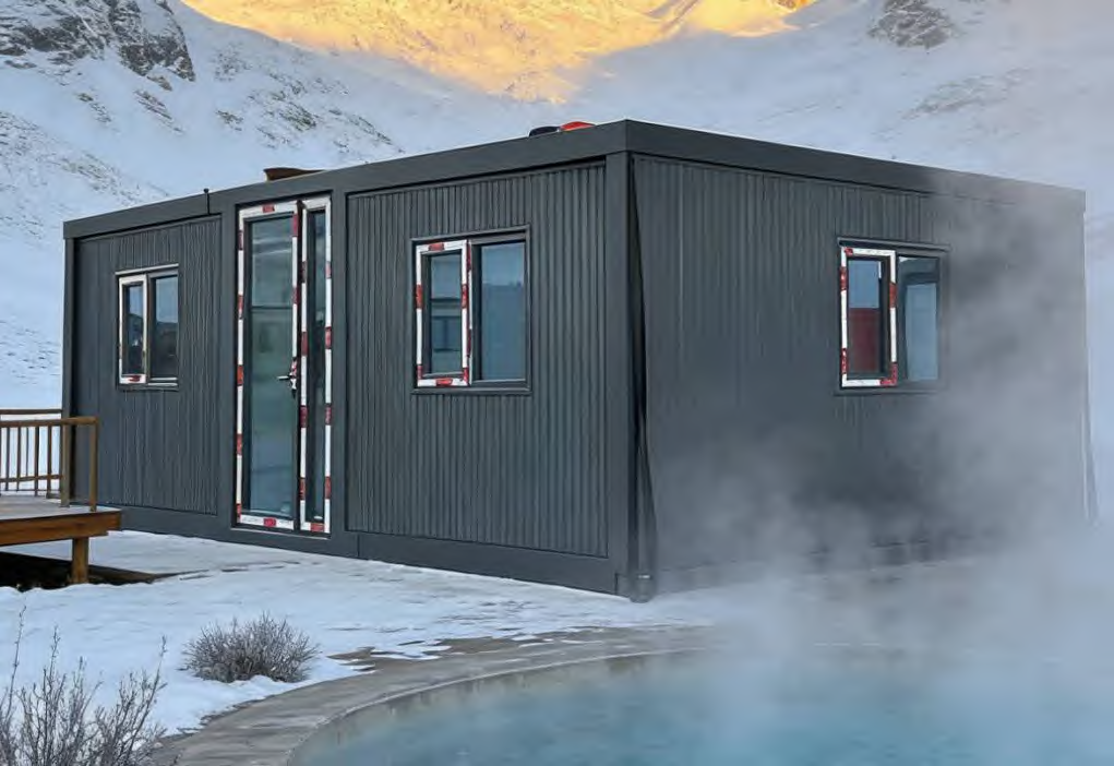 Double aile — 10 pieds, toit plat — vue extérieure