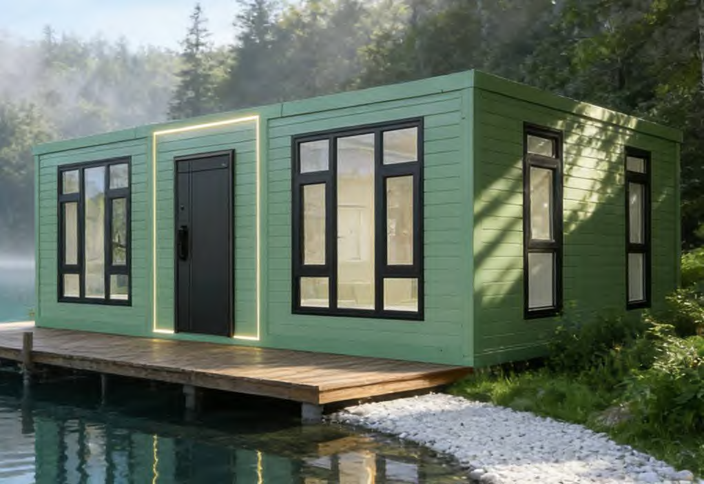 Double aile — 20 pieds, toit plat — vue extérieure