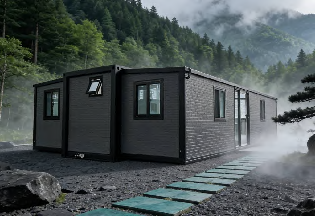 Double aile — 40 pieds, toit en pente — vue extérieure